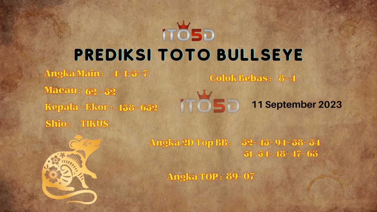Prediksi Toto Bullseye 11 September 2023
